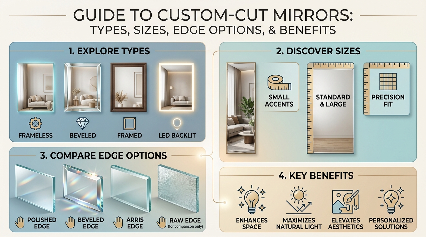 Custom-Cut Mirrors: Types, Sizes, Edge Options, and Benefits
